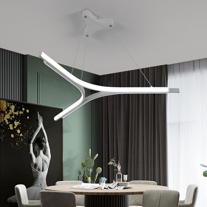 foto del prodotto comely lampadario a led, altezza regolabile, adatto per uffici, soggiorni, ristoranti, cucine, camere da letto, bianco