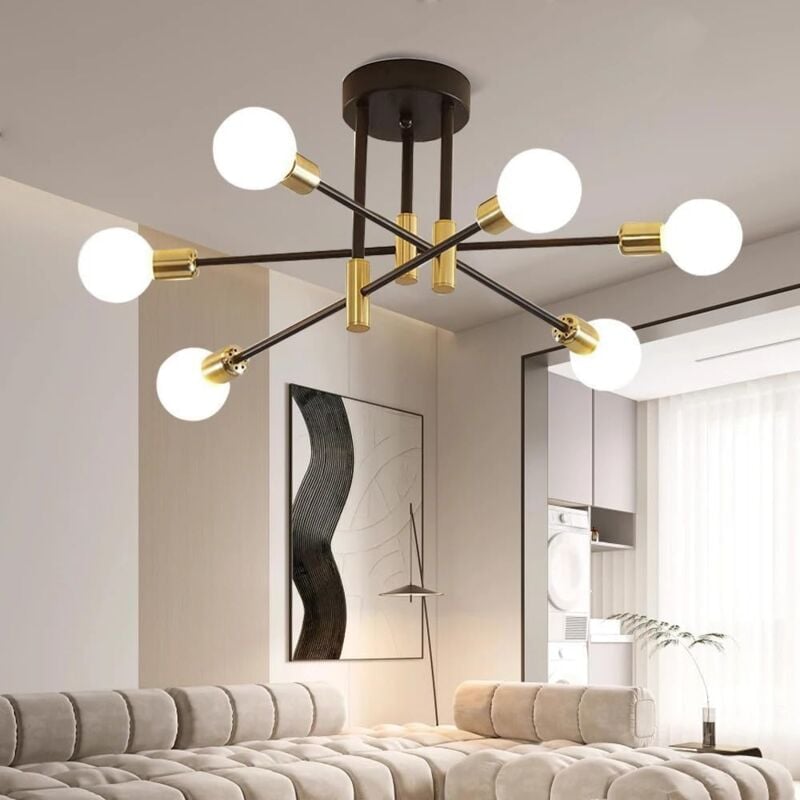foto del prodotto comely lampadario industriale da soffitto, lampadario vintage sputnik a 6 luci, lampadario moderno in metallo con attacco e27, lampada da soffitto