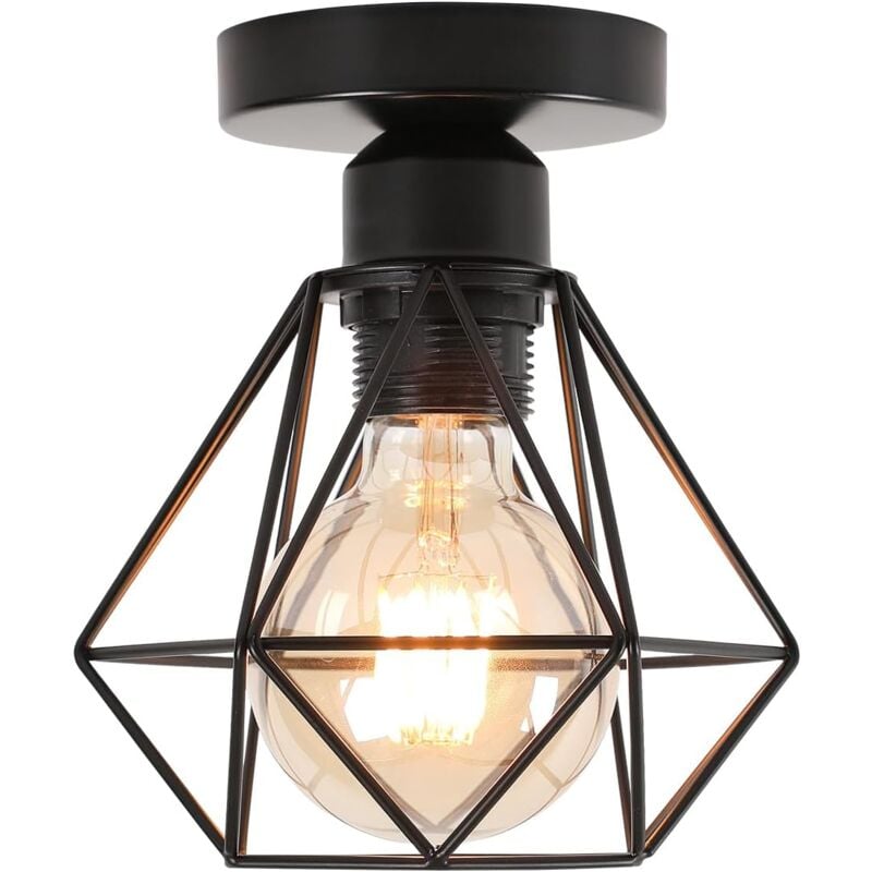 foto del prodotto comely lampadario vintage industriale, portalampada e27, gabbia in metallo retro,ideale per soggiorno, cucina, camera da letto, bar, caf 1 pezzo