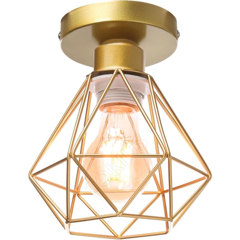 foto del prodotto comely lampadario vintage industriale, portalampada e27, gabbia in metallo retro,ideale per soggiorno, cucina, camera da letto, bar, caf 1 pezzo