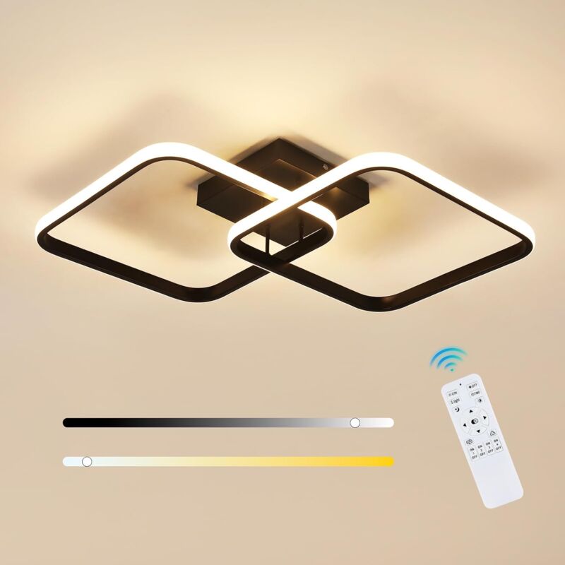 foto del prodotto comely luce a soffitto a led soggiorno dimmerabile, lampada a soffitto nera da 50 w in acrilico 5625lm, luce del soffitto quadrata con controllo