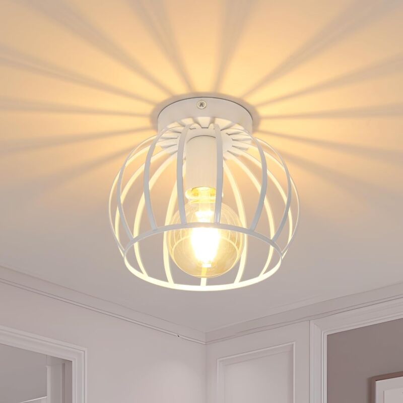 foto del prodotto comely luce a soffitto vintage e27, semi sloppa lampada a soffitto bianca bianco con soffitto bianco metallo, lampada a soffitto retr per