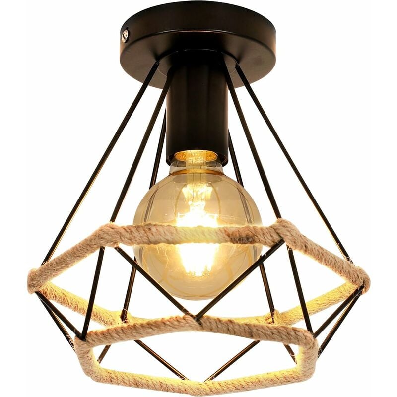 foto del prodotto comely luce del soffitto industriale stroppa intrecciata nella lampada del soffitto in ferro nero in ferro vintage e27 per sospensione nera per