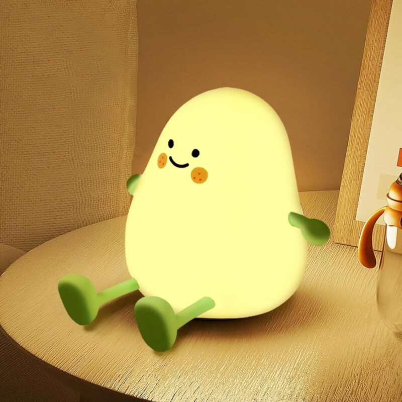 foto del prodotto comely luce notturna per bambini a forma di pera, luce notturna per bambini kawaii, luminosit regolabile, luce notturna per bambini in silicone