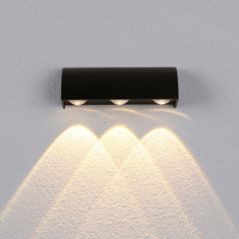 foto del prodotto comely moderna 9w led wall spot 3000k ip65 nero per uso interno ed esterno in cortile, camera da letto, ufficio, corridoio, soggiorno, hotel