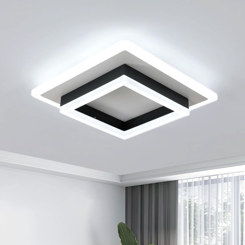 foto del prodotto comely moderna plafoniera a led, 30w 3400lm lampada da soffitto quadrata nera, plafoniera a led in acrilico per camera da letto soggiorno corridoio