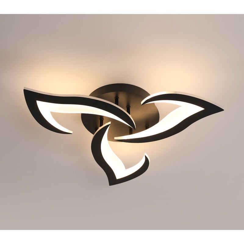 foto del prodotto comely moderna plafoniera a led, 33w 4000lm in acrilico, design creativo a petali, lampadario a led nero per camera da letto, soggiorno, sala da