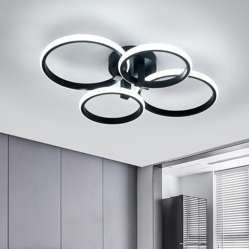 foto del prodotto comely moderna plafoniera a led, lampada da soffitto 48w 5400lm, plafoniera a led a 4 anelli per soggiorno, camera da letto, cucina, corridoio,