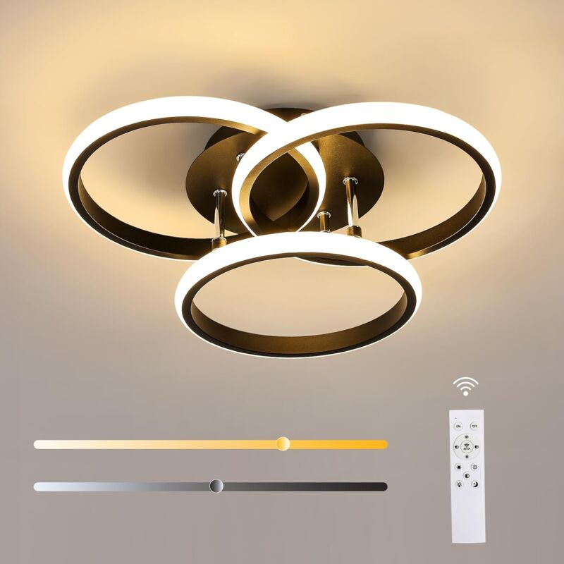 foto del prodotto comely moderna plafoniera dimmerabile 42w 4500lm 40cm led lampada da soffitto nera rotonda loullon con telecomando per soggiorno camera da letto,