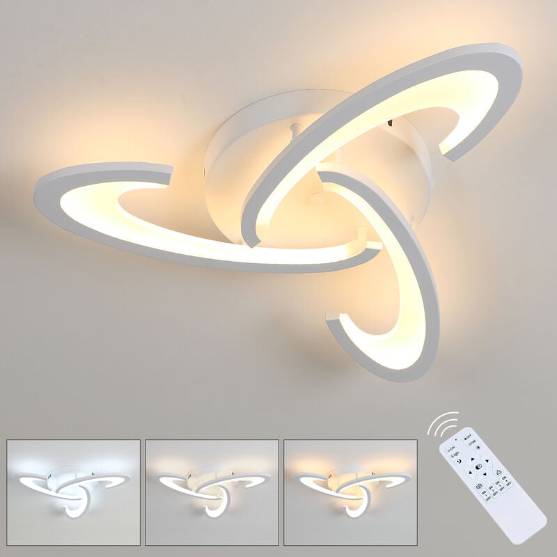 foto del prodotto comely moderna plafoniera led dimmerabile, 30w con telecomando, 3000k 6500k, 3 teste in acrilico, plafoniera led per camera da letto, soggiorno,
