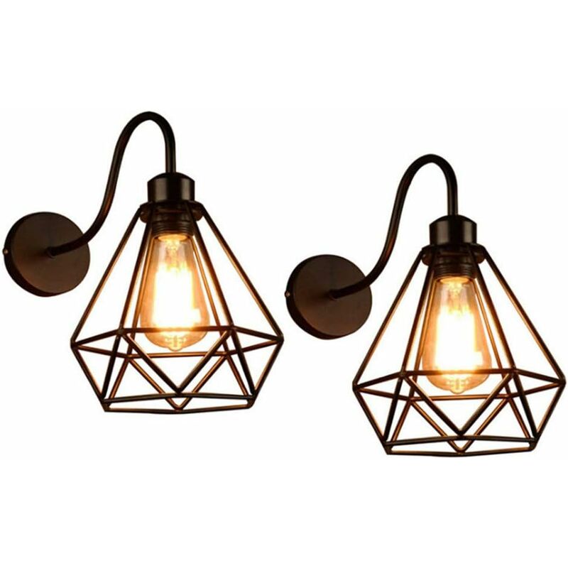 foto del prodotto comely plafoniera a gabbia in metallo con diamante nero, applique da parete vintage industriali, decorazione per interni retr edison e27 per