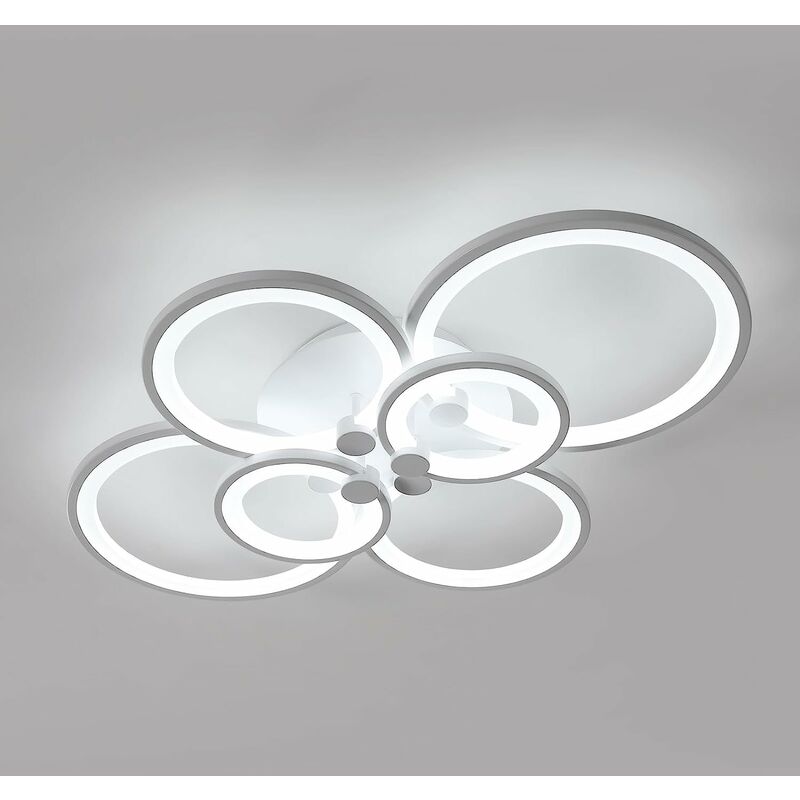 foto del prodotto comely plafoniera a led, 80w moderna a 6 anelli, plafoniera in metallo per soggiorno, luce bianca 7200lm 6500k, luce per soggiorno, camera da letto
