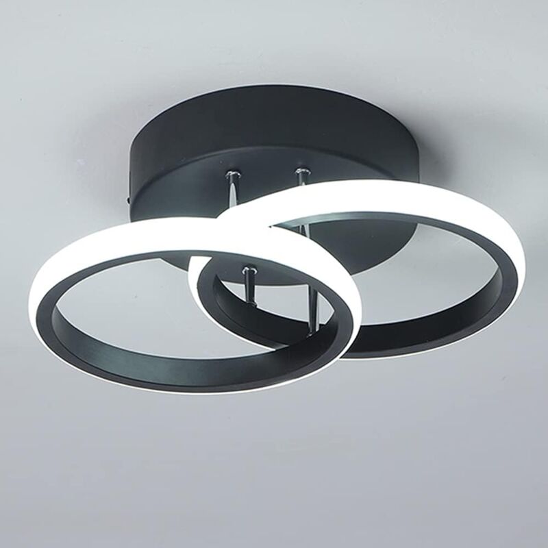 foto del prodotto comely plafoniera a led con 2 anelli, stile moderno, illuminazione per ingresso, balcone, corridoio, cucina, soggiorno, 22w nero luce bianca