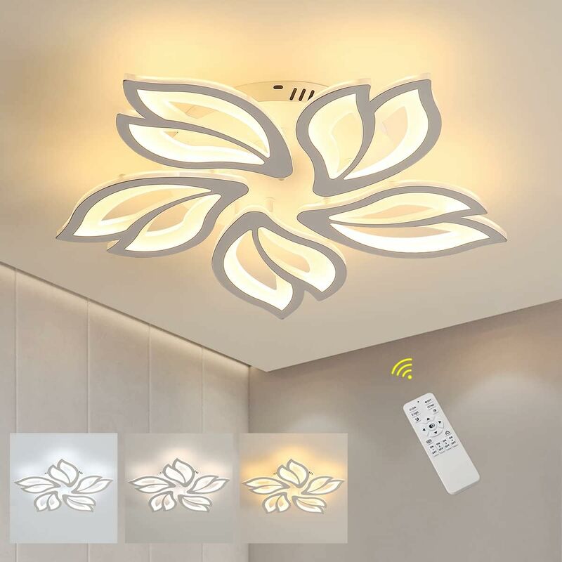 foto del prodotto comely plafoniera a led dimmerabile, 60w 4500lm lampada da soffitto moderna a forma di petalo creativa con telecomando, plafoniera a lampadario in