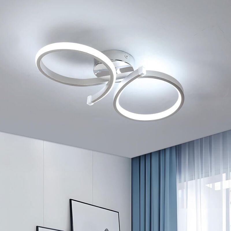 foto del prodotto comely plafoniera led, 28w 3150lm luminosa moderna con due anelli argentati, illuminazione a soffitto per camera da letto, sala da pranzo, salotto,