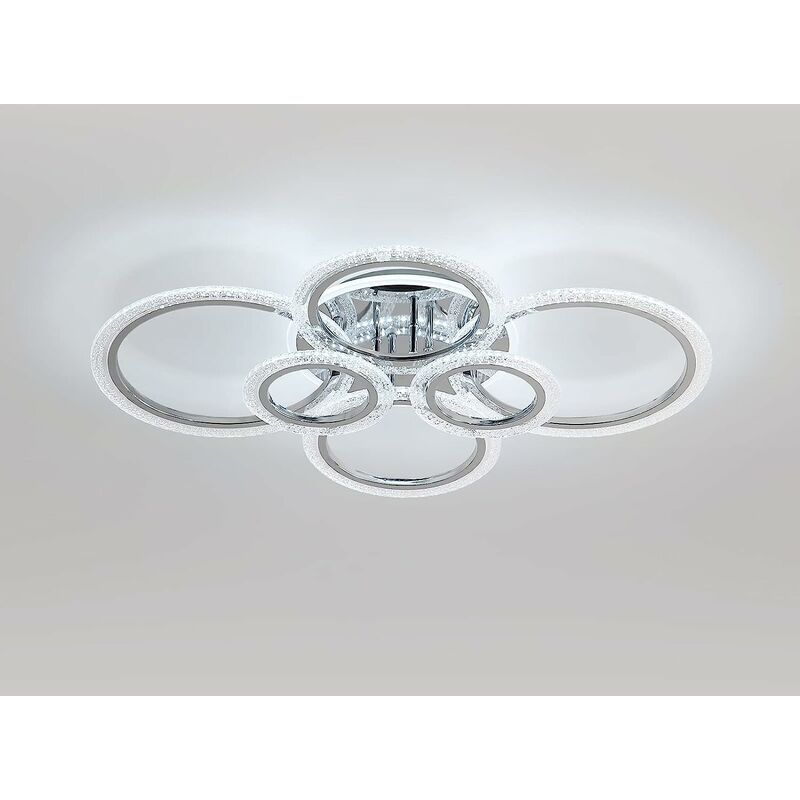 foto del prodotto comely plafoniera led 92w, plafoniera moderna con 6 anelli, plafoniera bianca itedda 9200lm 6500k per soggiorno, camera da letto, cucina,