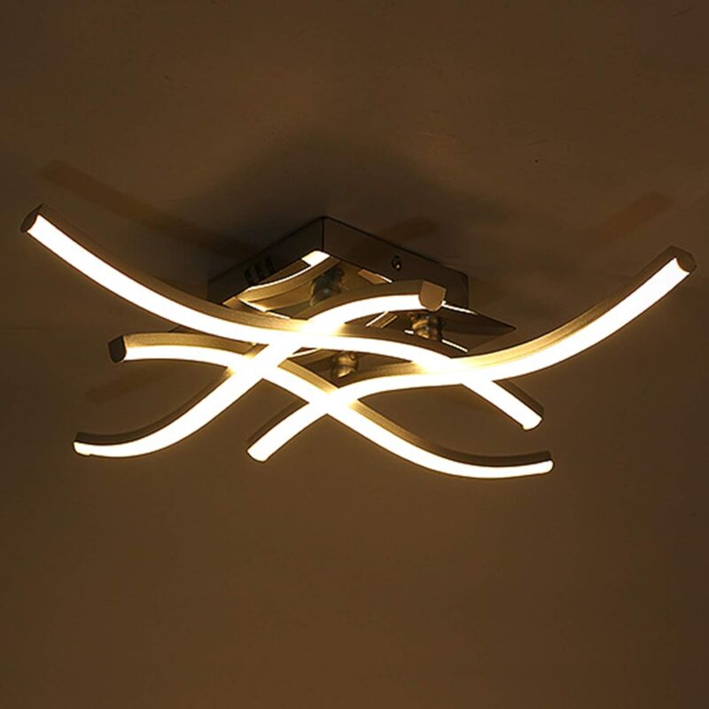 foto del prodotto comely plafoniera led con design creativo a 4 luci, forma a onde incrociate, ip20, diametro 36cm, per soggiorno, camera da letto, cucina argento