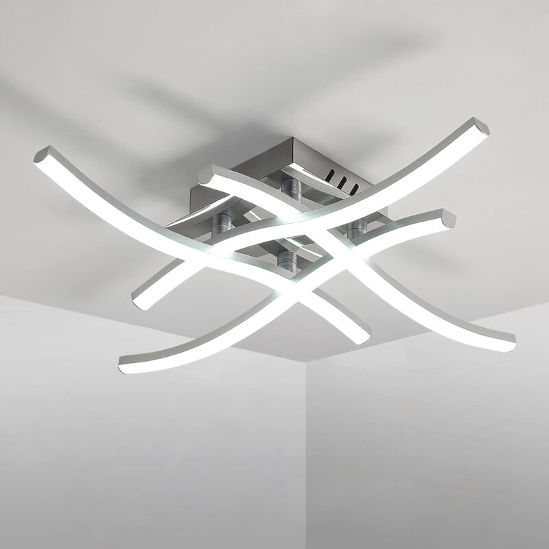foto del prodotto comely plafoniera led con design creativo a 4 luci, forma a onde incrociate, ip20, diametro 36cm, per soggiorno, camera da letto, cucina argento