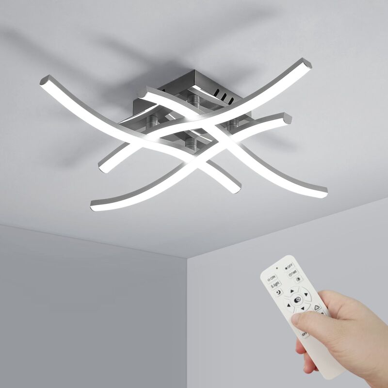 foto del prodotto comely plafoniera led con design creativo a 4 luci, forma a onde incrociate, ip20, diametro 36cm, per soggiorno, camera da letto, cucina argento