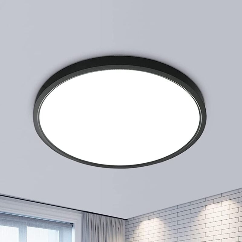 foto del prodotto comely plafoniera led diametro 30 cm, 24w 2160lm, per camera da letto, bagno, cucina, corridoio, balcone nero luce bianca 6500k