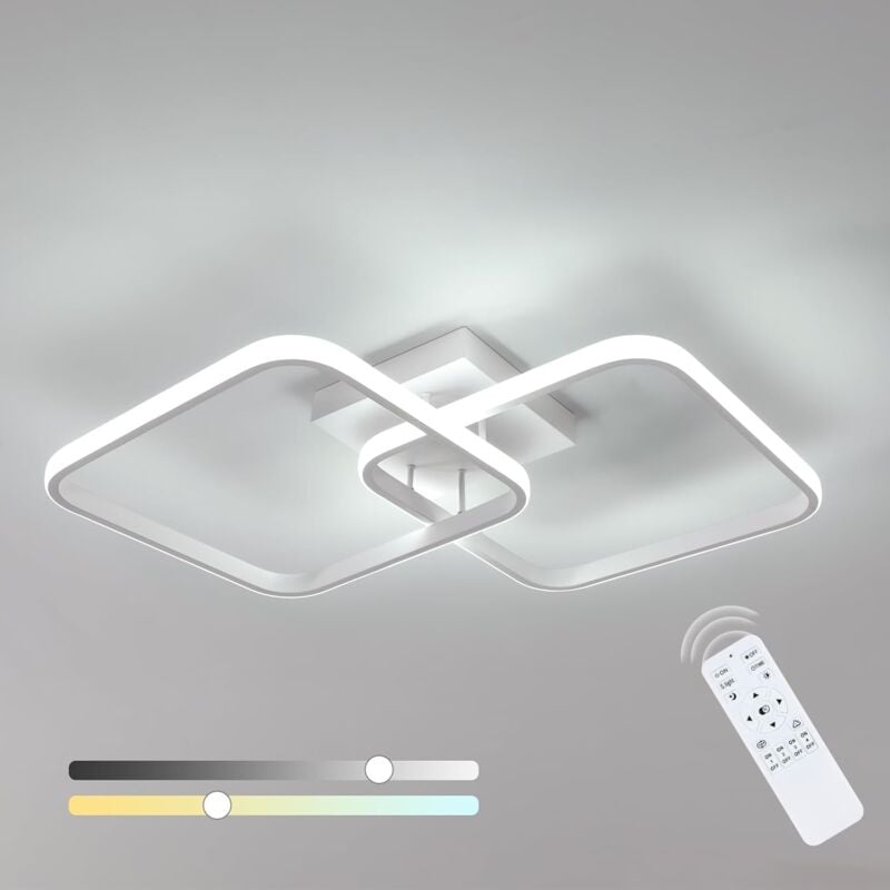 foto del prodotto comely plafoniera led dimmerabile da 50 w 5625 lm, lampada da soffitto da 59 cm con telecomando 3000 k 6500 k, plafoniera quadrata in acrilico per