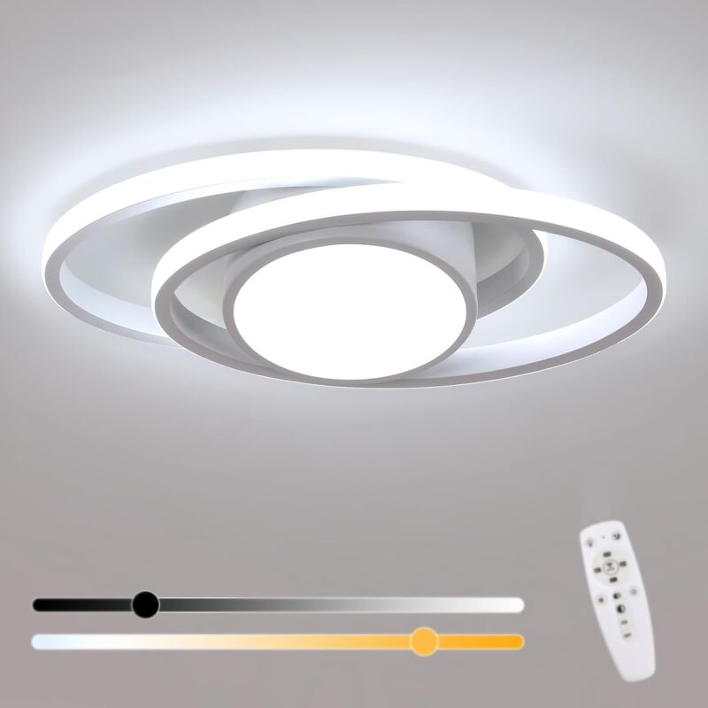 foto del prodotto comely plafoniera led dimmerabile, plafoniera led rotonda moderna da 39 w, 4387 lm, con telecomando, lampada da soffitto led argento 3000 k 6500 k