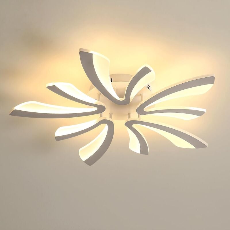 foto del prodotto comely plafoniera led in acrilico bianco a forma di v, 48w 5400lm, diametro 70cm perfetta per camera da letto, sala da pranzo luce calda 3000k 