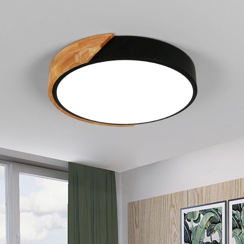 foto del prodotto comely plafoniera led moderna 24w, lampada da soffitto rotonda in legno, luce bianca fredda 6500k per camera da letto, soggiorno, cucina, ufficio,