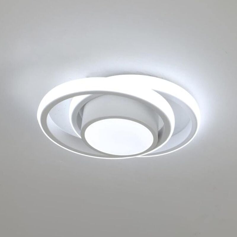foto del prodotto comely plafoniera led moderna 32w, doppio cerchio in alluminio, per corridoio, ingresso, ufficio, camera da letto, cucina, corridoio bianco