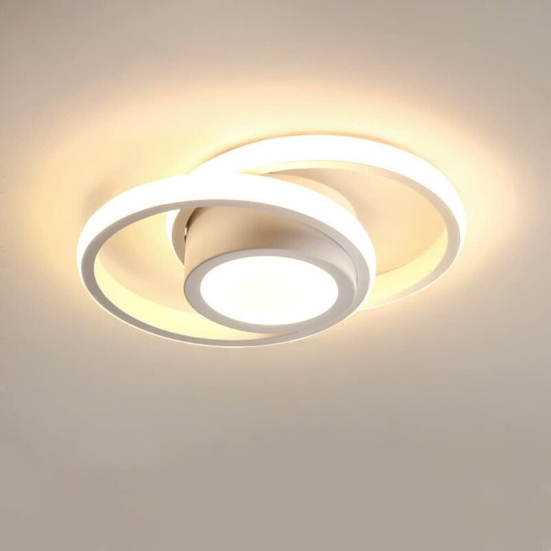 foto del prodotto comely plafoniera led moderna 32w, doppio cerchio in alluminio, per corridoio, ingresso, ufficio, camera da letto, cucina, corridoio bianco luce