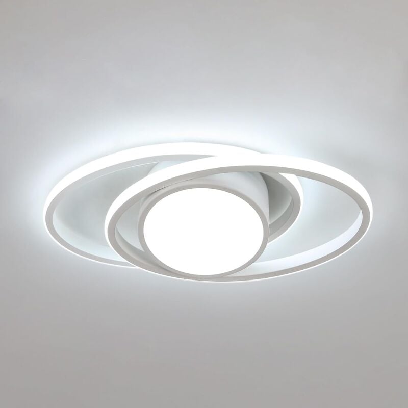 foto del prodotto comely plafoniera led moderna 39w, creativa doppia ellisse, diametro 39cm, per camera da letto, salotto, cucina, corridoio, ingresso bianco