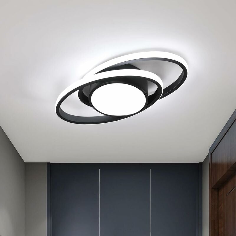 foto del prodotto comely plafoniera led moderna 39w, creativa doppia ellisse, diametro 39cm, per camera da letto, salotto, cucina, corridoio, ingresso nero luce