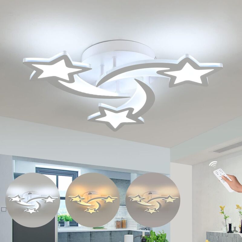 foto del prodotto comely plafoniera led moderna bianca, lampada da soffitto creativa a forma di stella a 3 teste per camera da letto soggiorno sala da pranzo bambini