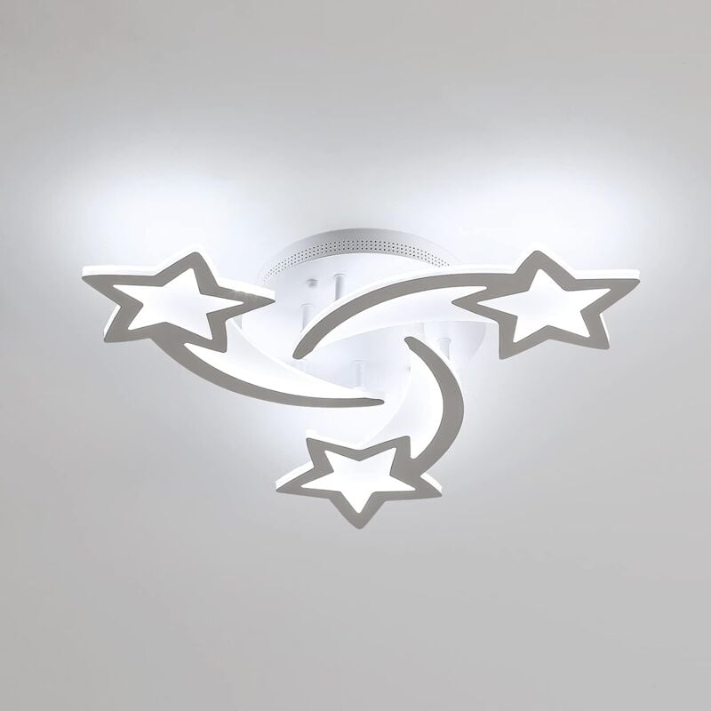 foto del prodotto comely plafoniera led moderna bianca, lampada da soffitto creativa a forma di stella a 3 teste per camera da letto soggiorno sala da pranzo bambini