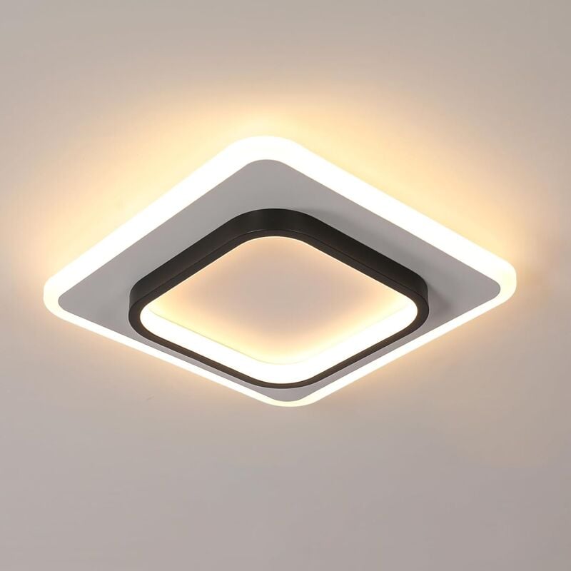 foto del prodotto comely plafoniera led moderna in acrilico quadrata, nera e bianca, adatta per bagno, soggiorno, camera da letto, cucina e corridoio 30w luce