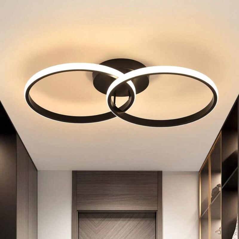 foto del prodotto comely plafoniera led moderna in alluminio, design circolare, per camera da letto, soggiorno, ufficio nero 42w luce neutra 4500k