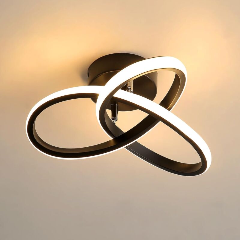foto del prodotto comely - plafoniera led moderna, lampada da soffitto 22w 2500lm, lampadario per camera da letto, salotto, corridoio, diametro 25cm - nero - luce calda 3000k