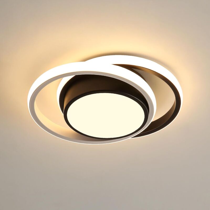 foto del prodotto comely plafoniera led moderna, lampada da soffitto rotonda 27cm per corridoio, camera da letto, bagno, cucina, soggiorno 27w nero e bianco