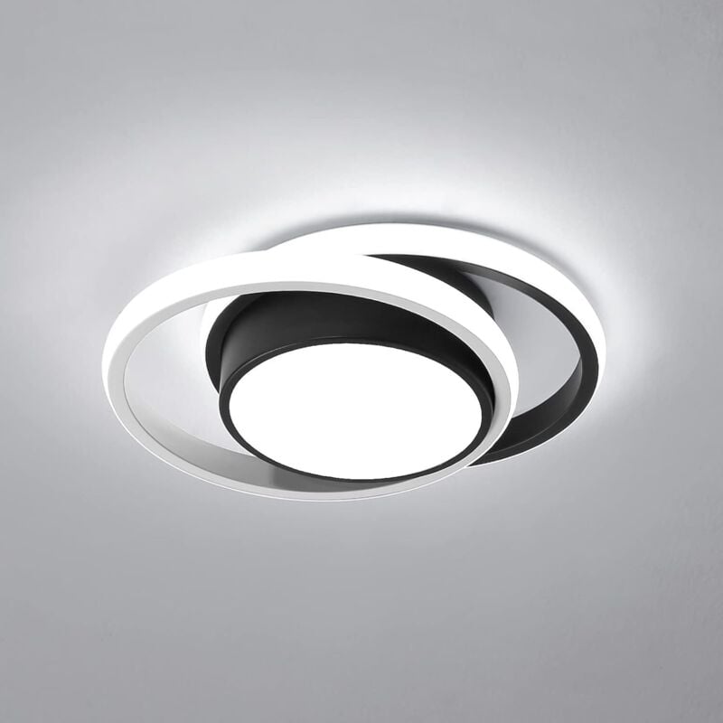 foto del prodotto comely plafoniera led moderna, lampada da soffitto rotonda 27cm per corridoio, camera da letto, bagno, cucina, soggiorno 32w nero e bianco