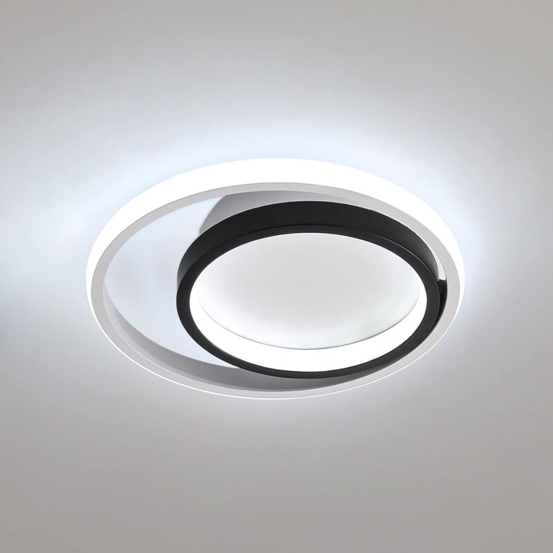 foto del prodotto comely plafoniera led moderna nero 28w, lampada da soffitto rotonda 25cm in acrilico per camera da letto, cucina, soggiorno, corridoio, balcone