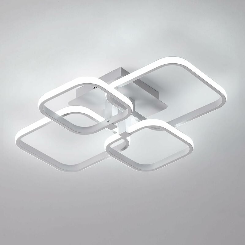 foto del prodotto comely plafoniera led moderna per soggiorno, camera da letto, corridoio, ufficio 4 bianco quadrati, 60w, luce bianca 6500k 