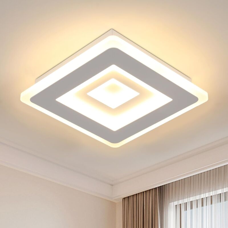 foto del prodotto comely plafoniera led moderna quadrata, luminosa da soffitto 28w 3150lm, luce bianca in acrilico per salotto, corridoio, studio, 20cm 3000k bianco