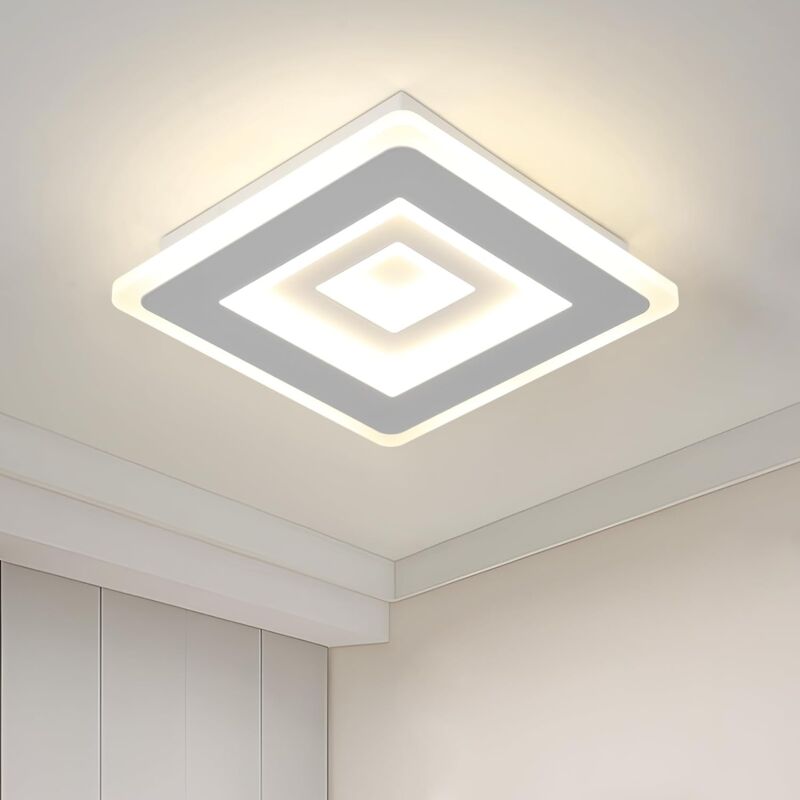 foto del prodotto comely plafoniera led moderna quadrata, luminosa da soffitto 28w 3150lm, luce bianca in acrilico per salotto, corridoio, studio, 20cm 4500k
