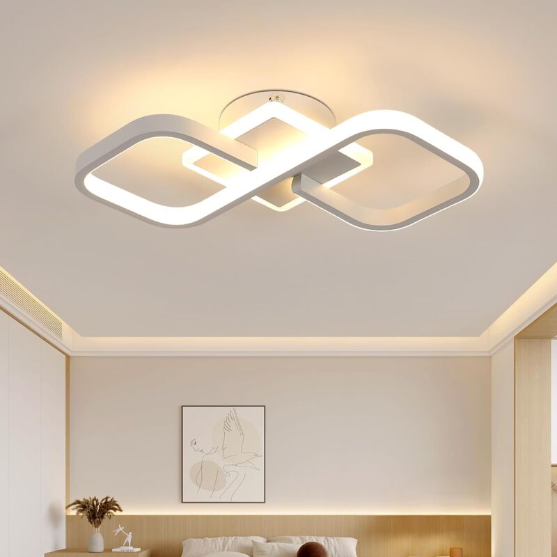 foto del prodotto comely plafoniera led moderno design, bianco 30w 4000lm, lampada da soffitto led quadrata in acrilico, luminaria da soffitto led interna per camera