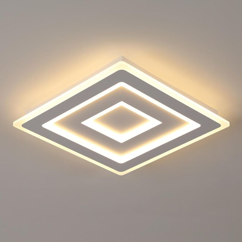 foto del prodotto comely plafoniera led quadrata moderna, lampada da soffitto led 52w, lampada da soffitto in acrilico bianco 40cm per camera da letto, salotto,