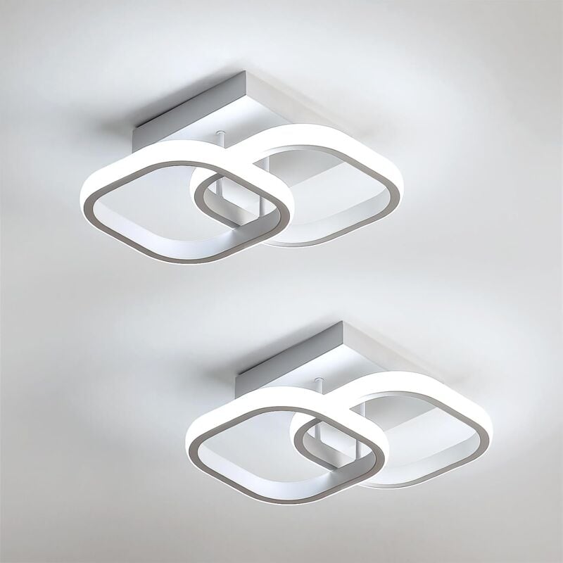 foto del prodotto comely set di 2 plafoniere led moderne, 24w 2700lm quadrate in bianco, luce fredda 6500k per camera da letto, soggiorno, corridoio, balcone, scala