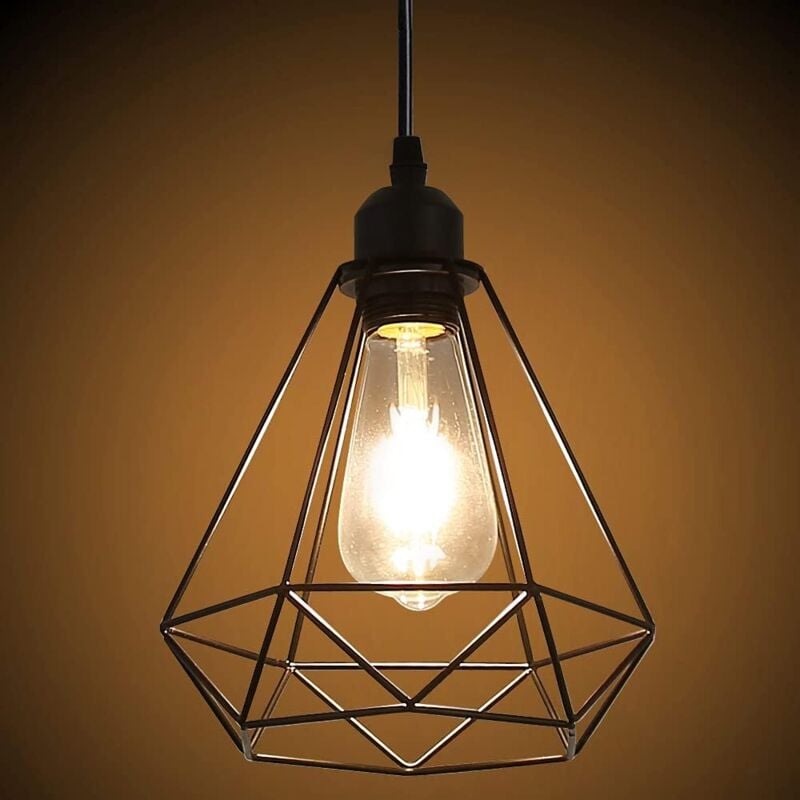 foto del prodotto comely sospensione industriale retr , design creativo a forma di gabbia, portalampada e27, 20 cm, cavo regolabile da 1 metro, ideale per