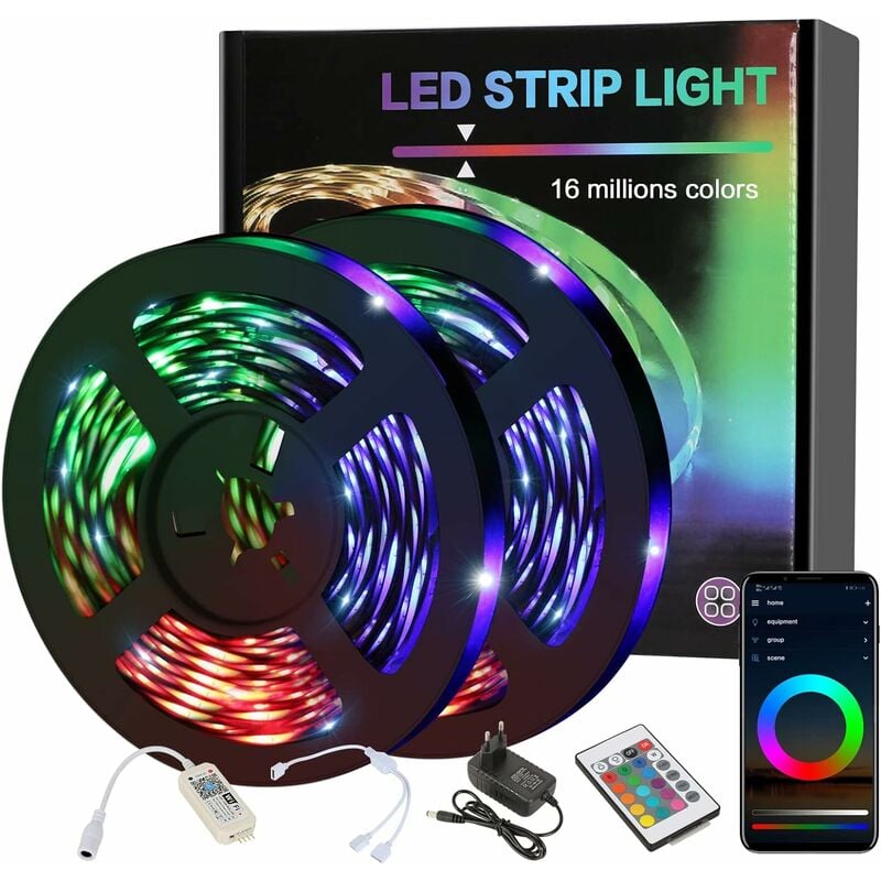 foto del prodotto comely striscia led 10m, striscia led rgb per camera con wifi bluetooth, telecomando e controllo intelligente tramite applicazione, per camera, tv,