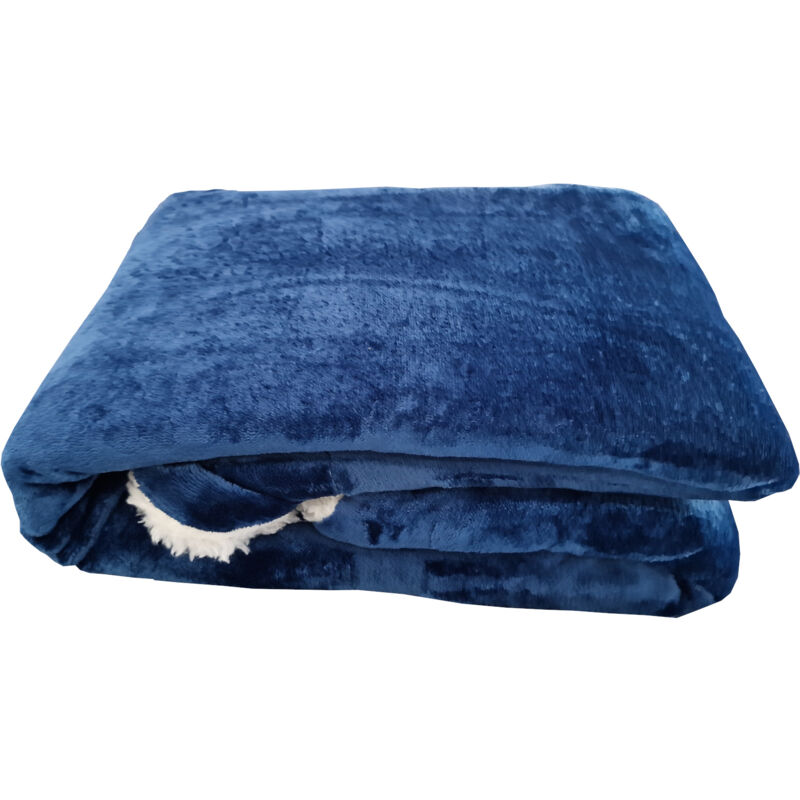 foto del prodotto comercial candela coperta blu 220x240cm 100 flanella sherpa soffice morbido tocco vellutato