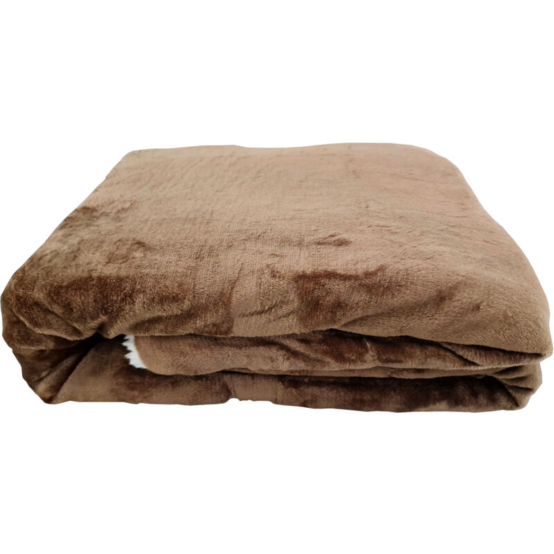foto del prodotto comercial candela coperta marrone 133x160cm 100 flanella sherpa soffice morbido tocco vellutato